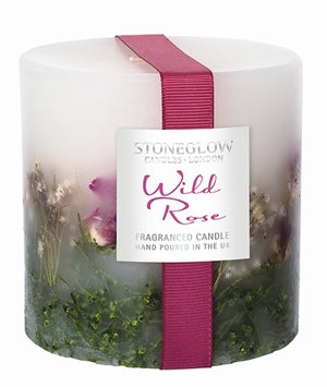 Stoneglow Wild Rose Botanics Fat Pillar Scented Candle