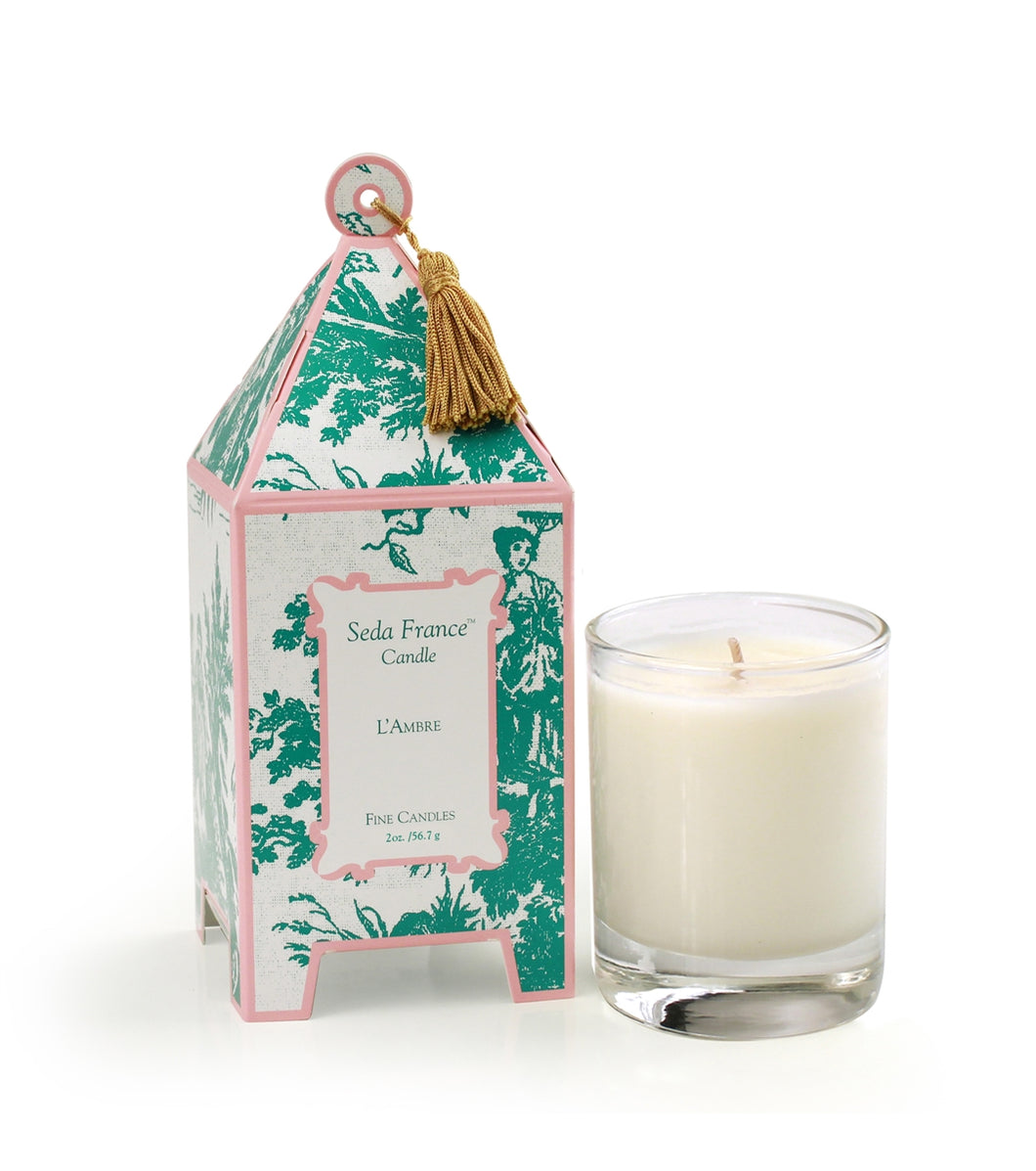 Seda France L'Ambre Classic Toile Mini Pagoda Box Candle 2 oz