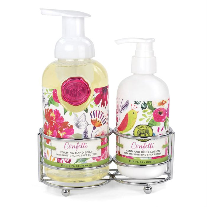 Michel Design Works Foaming Hand Soap and Lotion Caddy Gift Set, Confetti