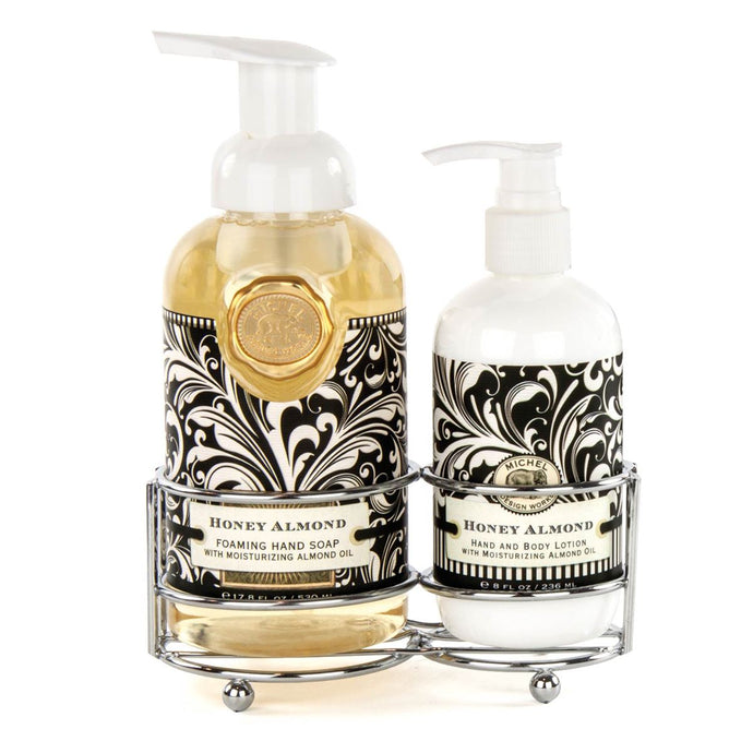 Michel Design Works Foaming Hand Soap and Lotion Caddy Gift Set, Honey Almond