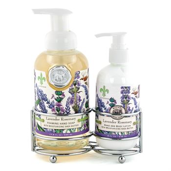 Michel Design Works Foaming Hand Soap and Lotion Caddy Gift Set, Lavender Rosemary