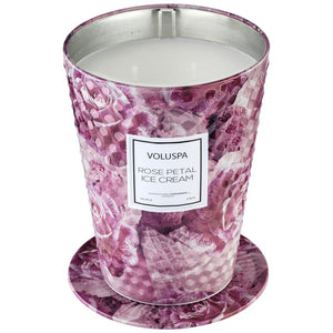 Voluspa Rose Petal Ice Cream Tin Candle