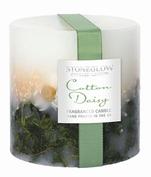 Stoneglow Cotton Daisy Botanics Fat Pillar Scented Candle